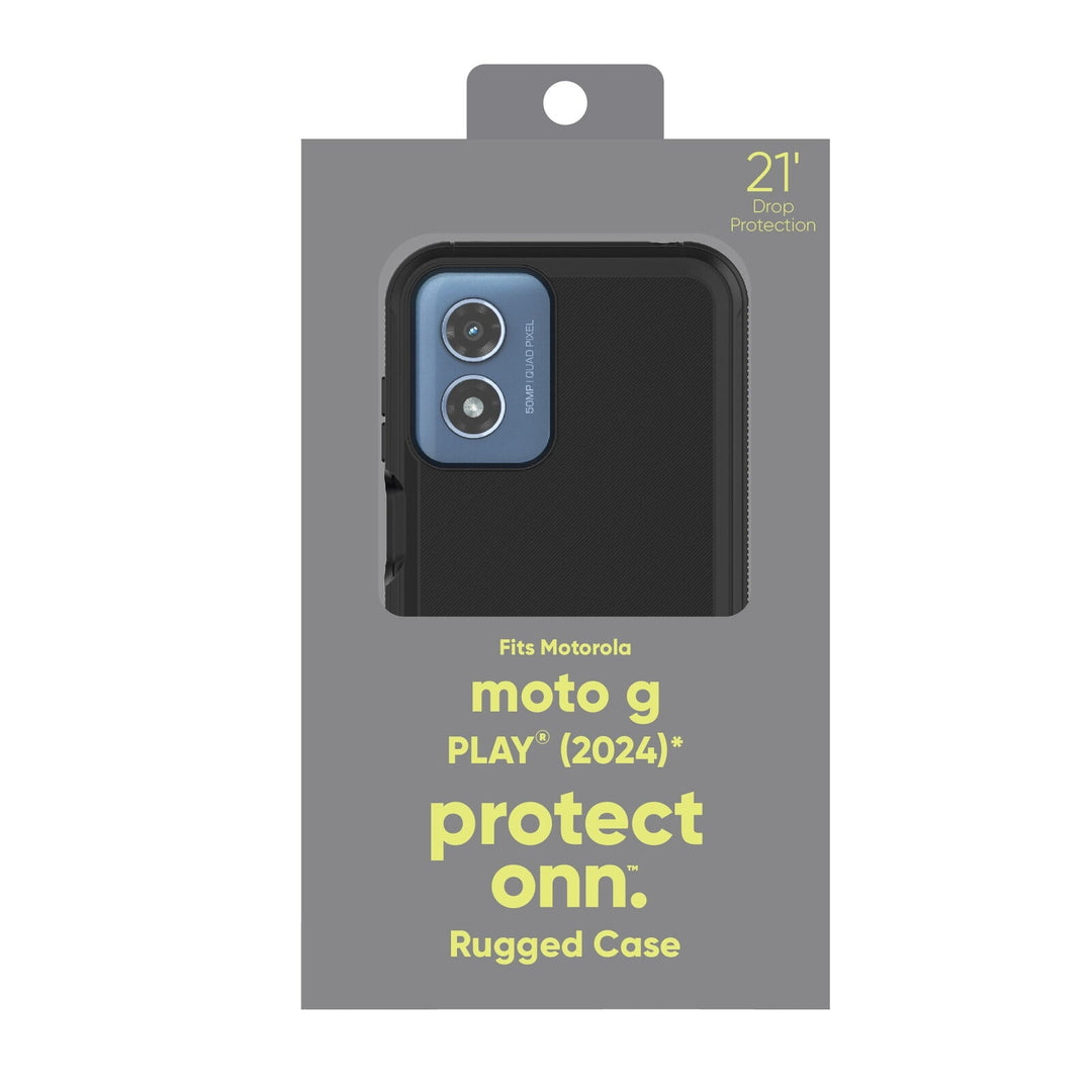 Onn. Rugged Phone Case for Moto G PLAY (2024) - Black Retail $17.17