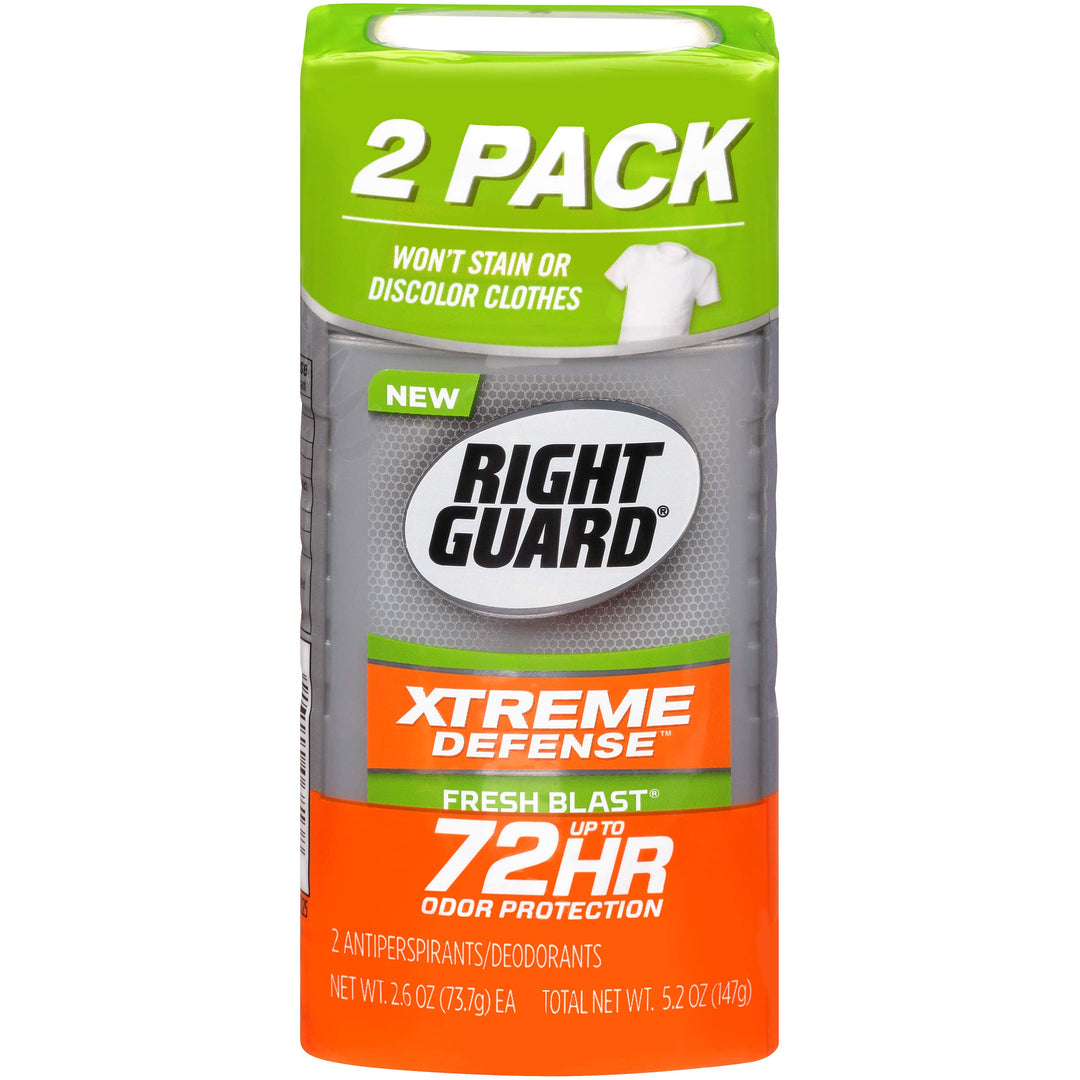 Right Guard Xtreme Defense Antiperspirant Deodorant Invisible Solid Stick, Fresh Blast,
