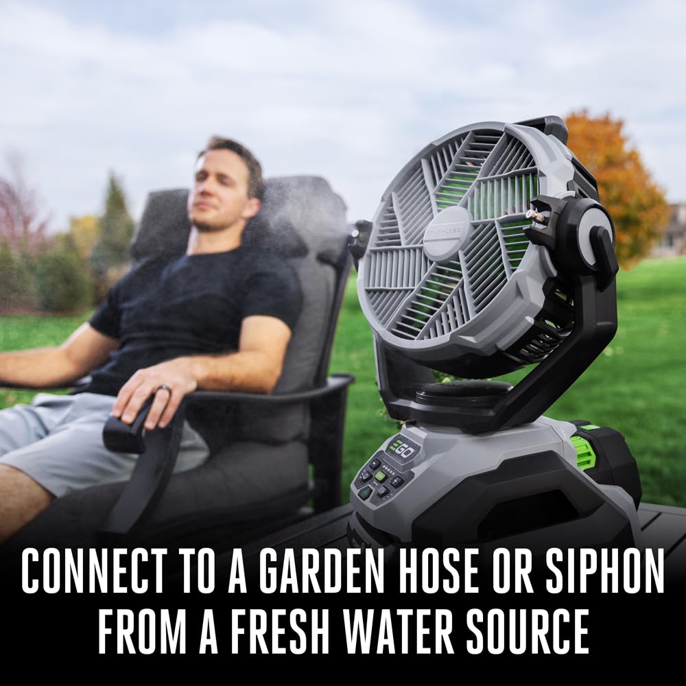 EGO POWER+ Portable Misting Fan, Compact, Outdoor Electric 10" 6 Speed Fan, Battery and Charger Not Included - FN1000