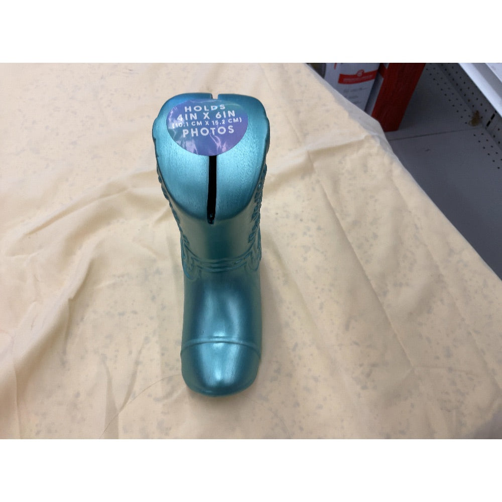 Unknown Brand Cowboy Boot Photo Holder - 4in x 6in Photos, Turquoise