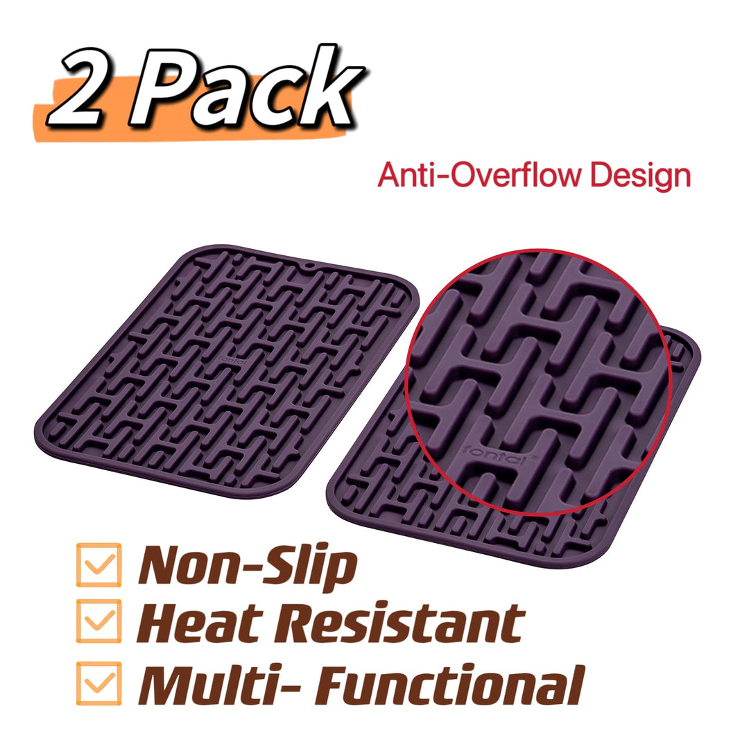 fontal Trivets for Hot Dishes,Good Grips Silicone Pot Holders,Silicone Hot Pads for Kitchen,Silicone Trivets Mat for Hot Pot and Pans,Spoon Holder,Drying Mat,Rectangular,Purple,2PCS