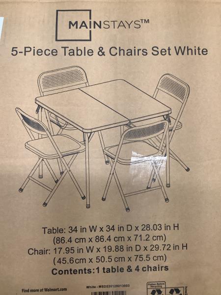 Mainstays 5-Piece Table & Chairs Set White Retail $74.94