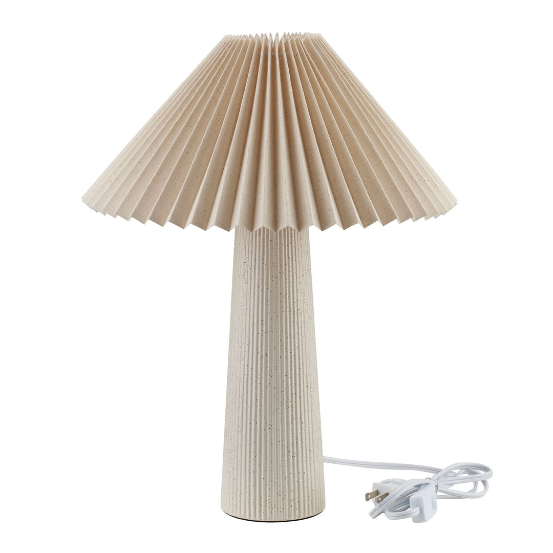 Home Decor Collection 18 in Ribbed Ceramic Table Lamp with Ivory Pleated Shade Retail $49.97
