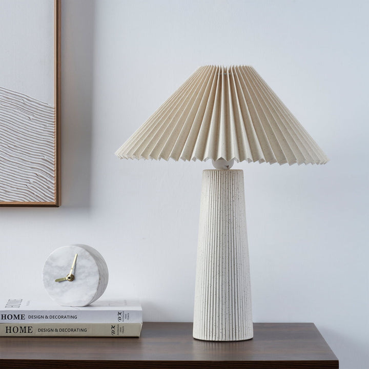 Home Decor Collection 18 in Ribbed Ceramic Table Lamp with Ivory Pleated Shade Retail $49.97
