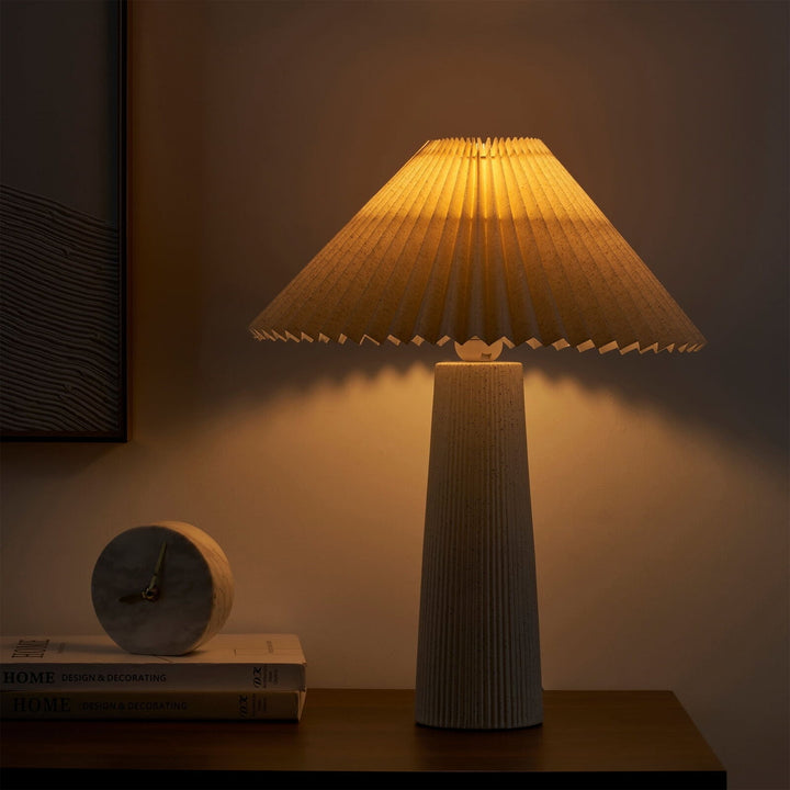 Home Decor Collection 18 in Ribbed Ceramic Table Lamp with Ivory Pleated Shade Retail $49.97