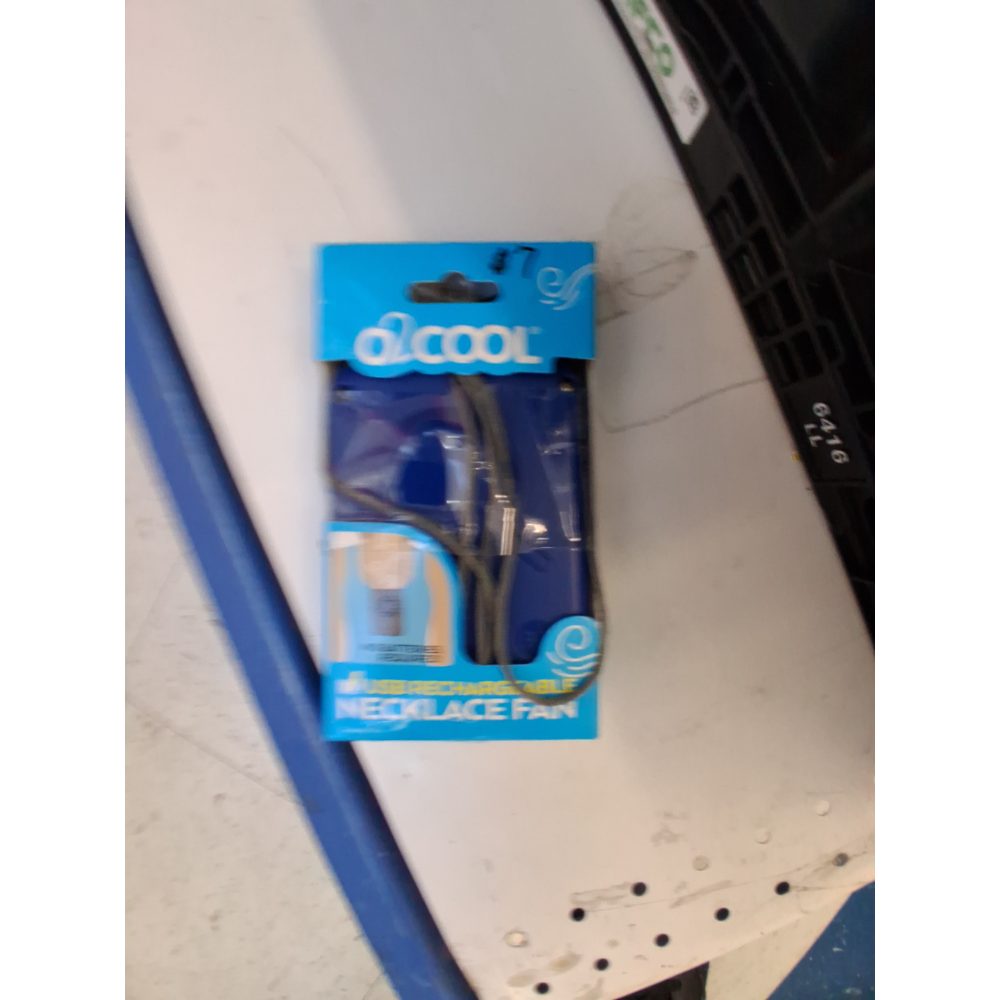 O2COOL Portable Neck Personal Travel USB Battery Powered Adjustable Lanyard Cooling Fan Blue