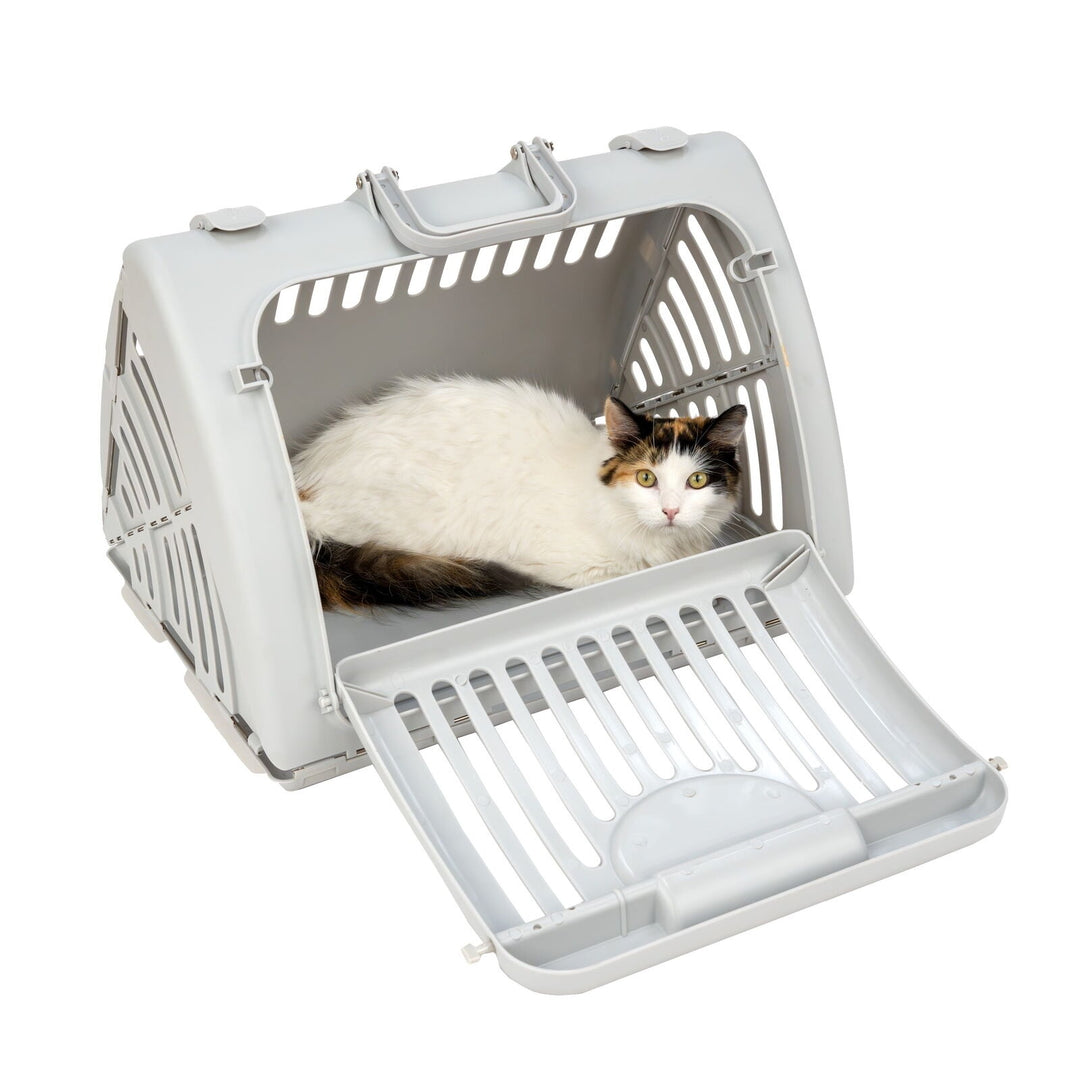Vibrant Life Foldable Plastic Travel Cat Carrier  Gray  One Size Retail $19.97