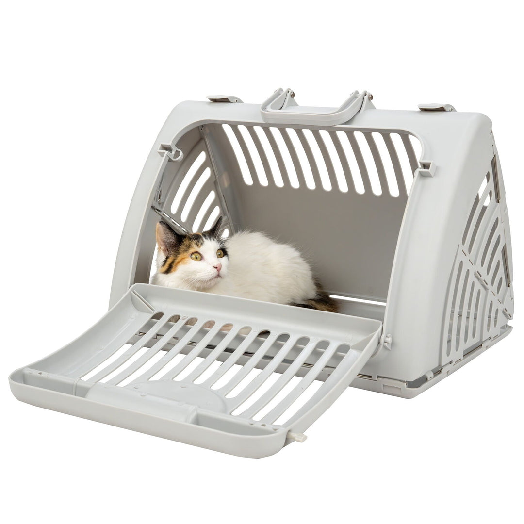 Vibrant Life Foldable Plastic Travel Cat Carrier  Gray  One Size Retail $19.97