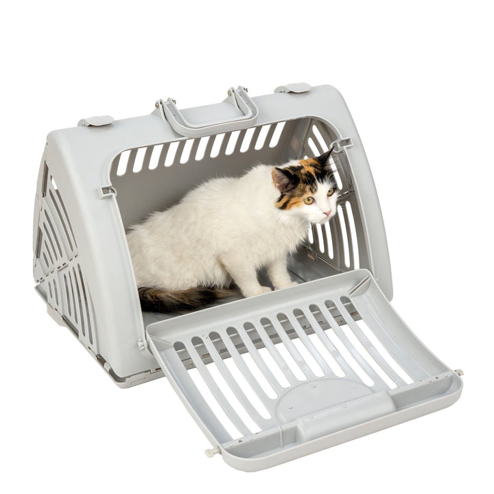 Vibrant Life Foldable Plastic Travel Cat Carrier  Gray  One Size Retail $19.97
