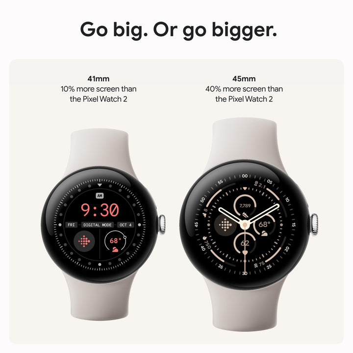 Google Pixel Watch 3 (41mm) 2024 Model - Android Smartwatch, Heart Rate Tracking, Fitbit Advanced Running, Fitness Insights, 24-Hour Battery - Champagne Gold Aluminum Case - Hazel Band - Wi-Fi