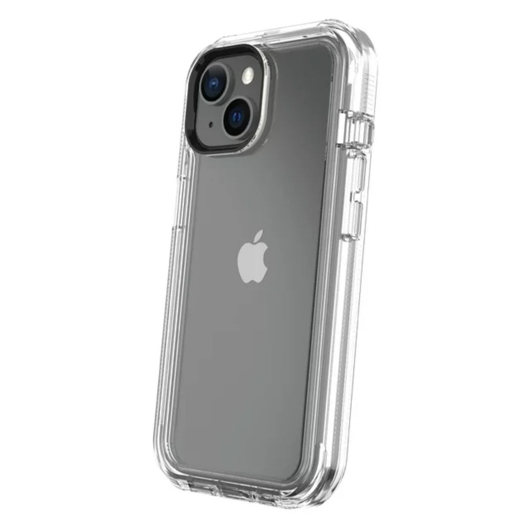 Onn. Rugged Phone Case with Holster for iPhone 15 Plus / iPhone 14 Plus - Clear Retail $22.00