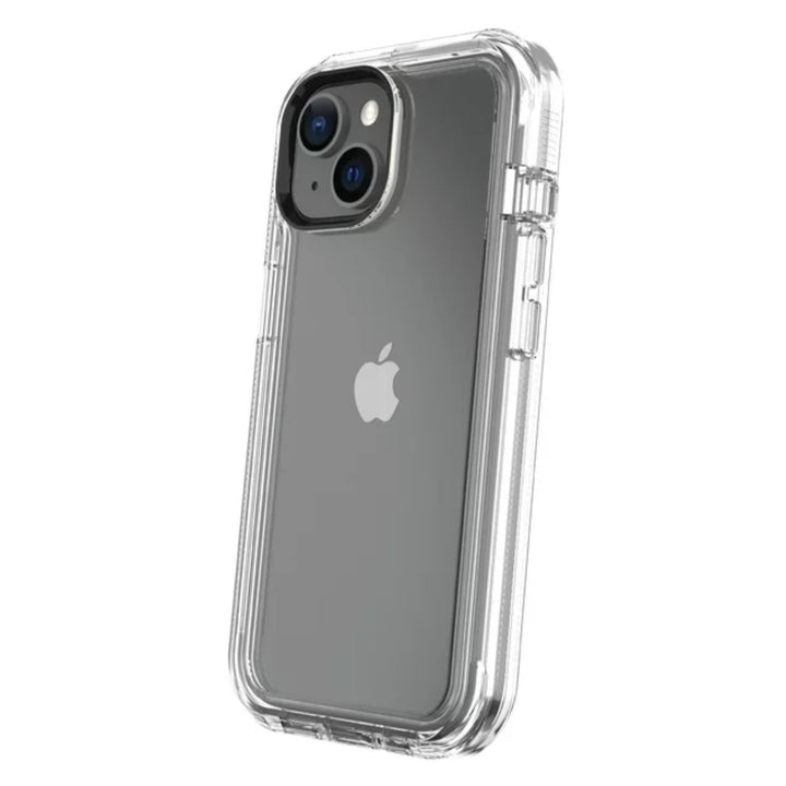 Onn. Rugged Phone Case with Holster for iPhone 15 Plus / iPhone 14 Plus - Clear Retail $22.00
