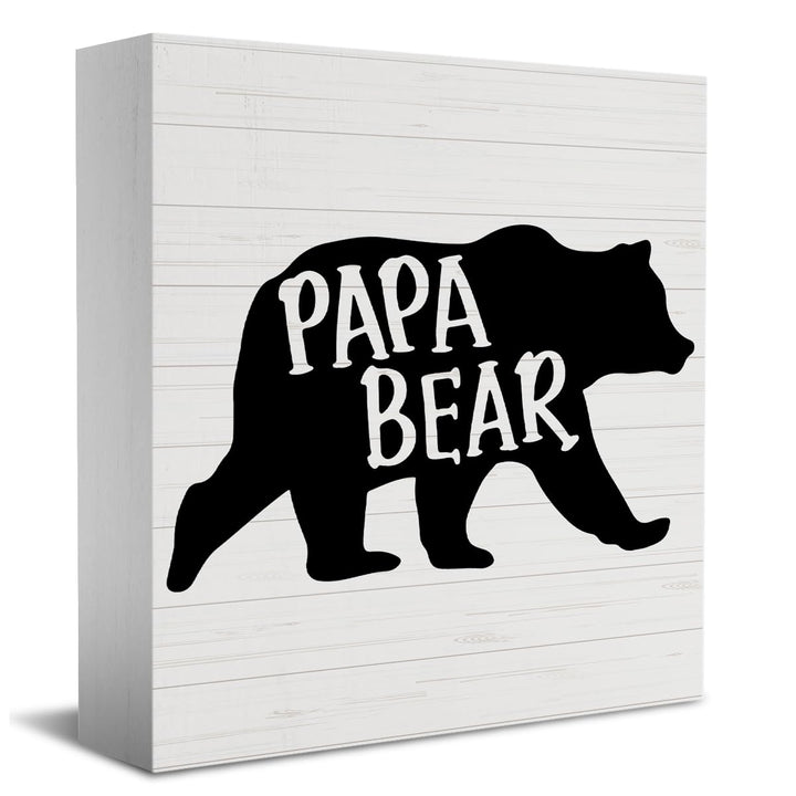 Papa Gifts Funny Dad Birthday Gift Desk Decor Wooden Box Sign Rustic Wood Block Plaque Box Sign Unique Christmas Gifts for New Dad Father Shelf Table Decoration 5.1 x 5.1 Inches