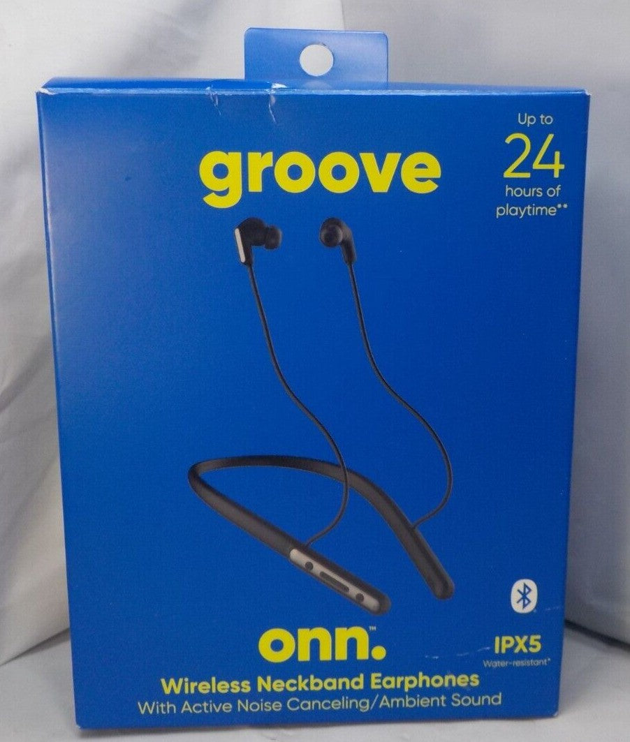 Onn. Wireless Neckband Earphones  Black Retail $24.88