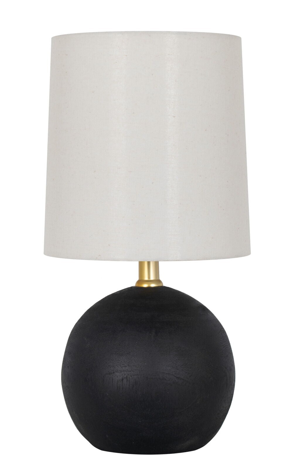 Mainstays 12.5” Mini Black Wood Ball Table Lamp with White Fabric Shade Retail $10.47