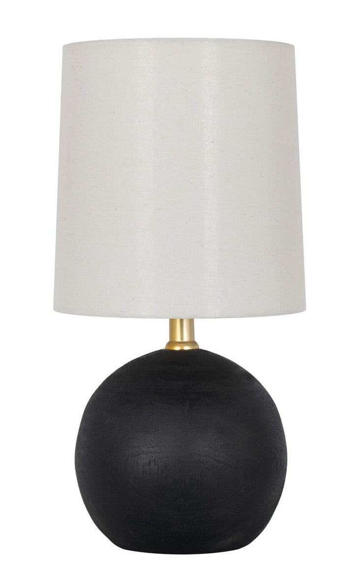Mainstays 12.5” Mini Black Wood Ball Table Lamp with White Fabric Shade Retail $10.47