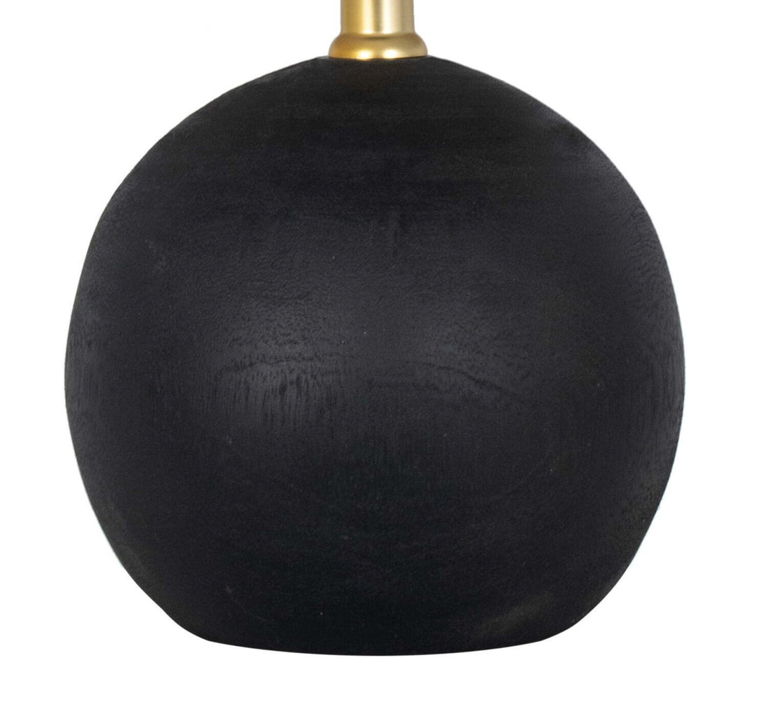 Mainstays 12.5” Mini Black Wood Ball Table Lamp with White Fabric Shade Retail $10.47