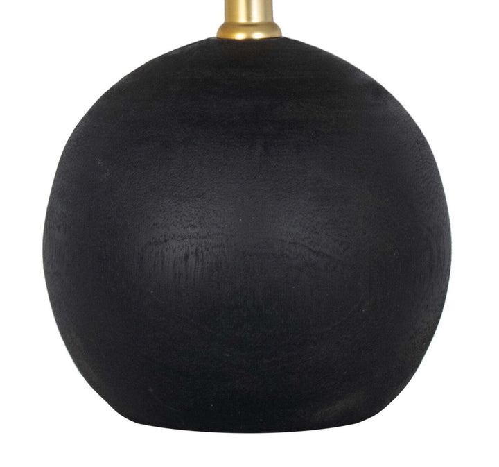 Mainstays 12.5” Mini Black Wood Ball Table Lamp with White Fabric Shade Retail $10.47