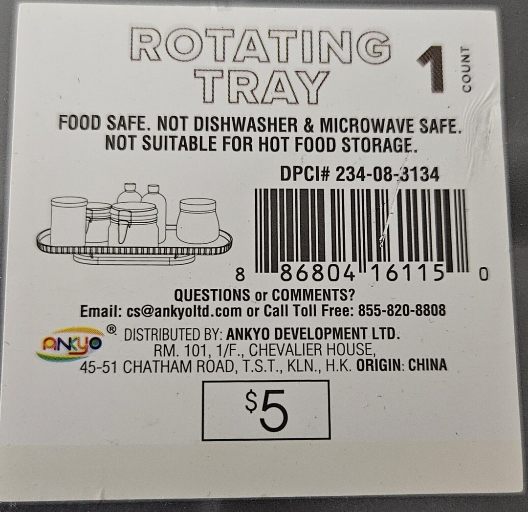 Rectangular Rotating Susan Clear Tray. New from Target. Retail $5.00