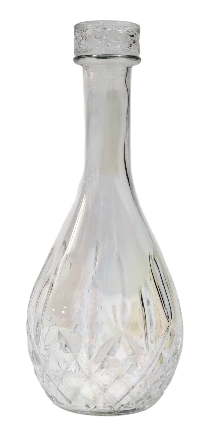 LUCKY STAR Iridescent Clear Glass Wine Decanter with Stopper - 33 Fl Oz - 11.5" Retail $5.00
