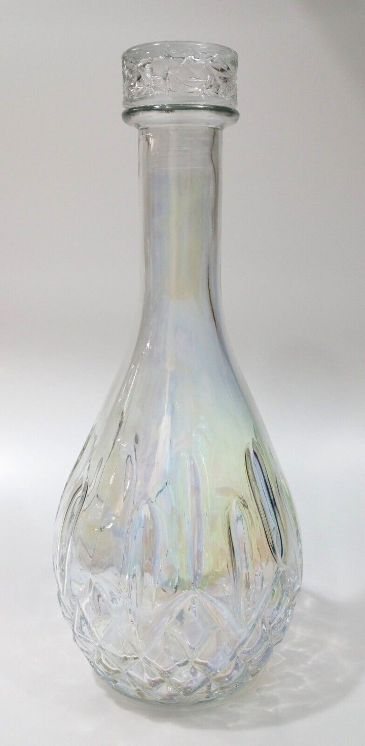 LUCKY STAR Iridescent Clear Glass Wine Decanter with Stopper - 33 Fl Oz - 11.5" Retail $5.00