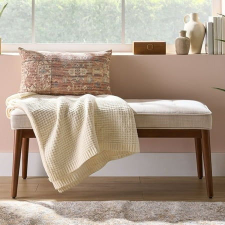 Better Homes & Gardens Colton Upholstered Accent Bench  Cream Retail $98.00