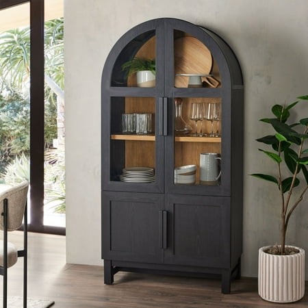 Better Homes & Gardens Juliet Kitchen Rounded Solid Wood Frame Arc Cabinet  Black Finish  Box 2 of 2 Retail $155.43