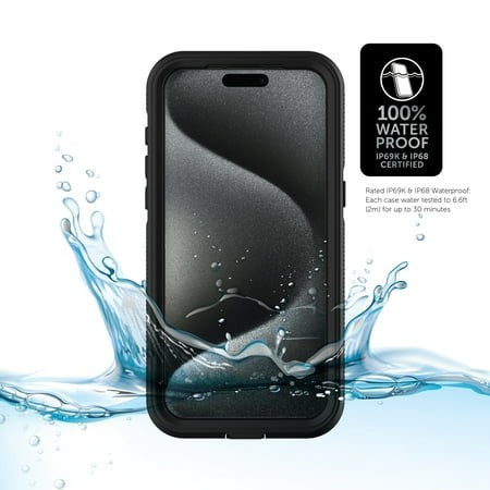 Body Glove Tidal Waterproof Phone Case for iPhone 15 Pro Max - Black/Clear Retail $19.88