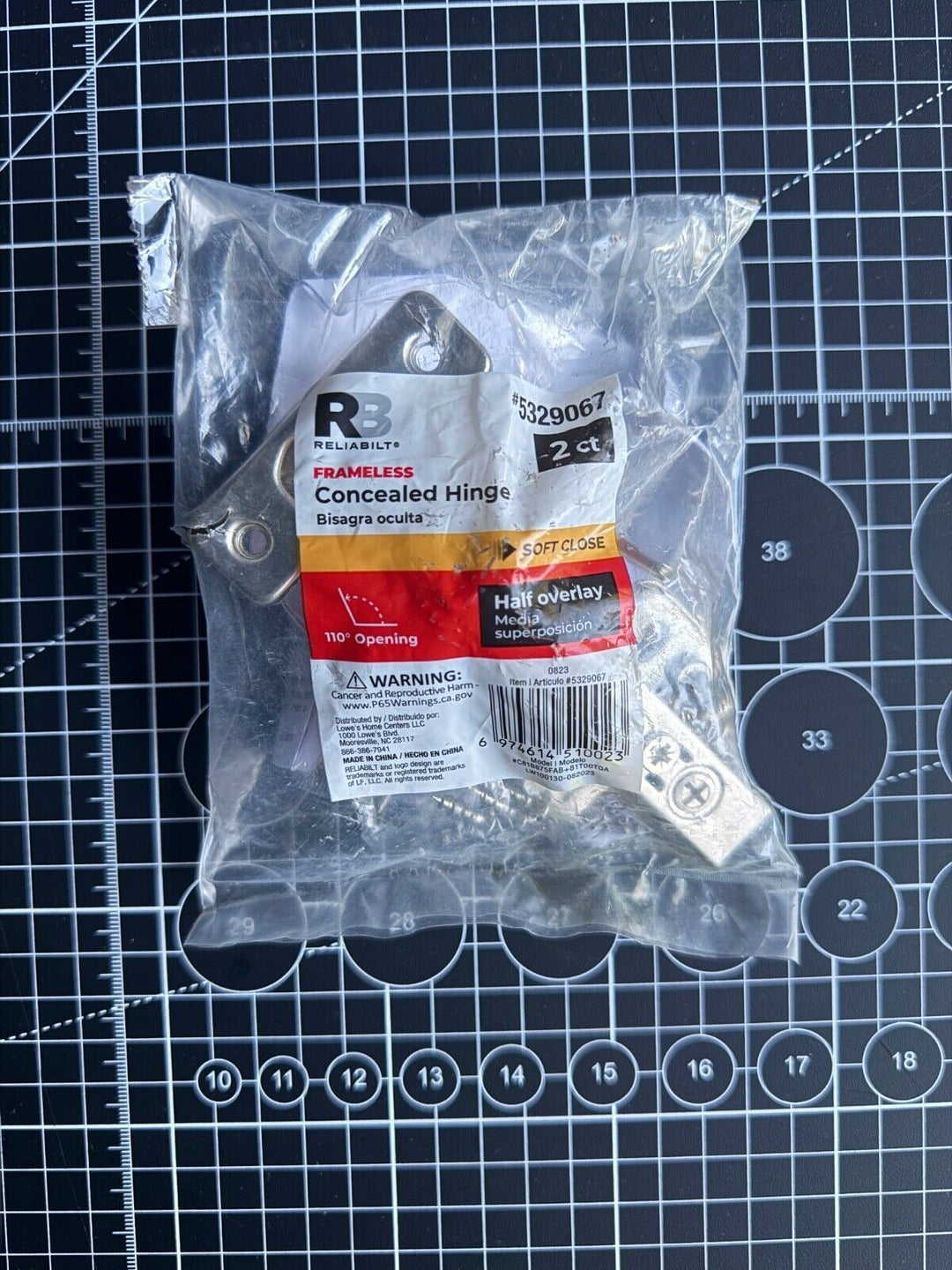 Reliabilt 110 Degree  Half Overlay Concealed Soft Close Nickel Plated Hinge 2pk