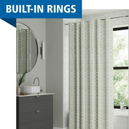 Mainstays Willcrest Easy Hang Fabric Shower Curtain  70  X 74   Sage Green Retail $15.84