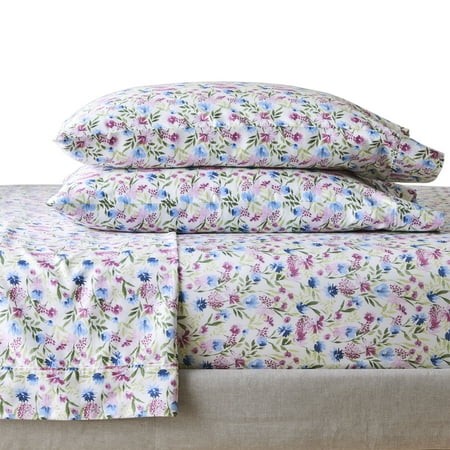 Better Homes & Gardens 100% Cotton Sateen 300 Thread Count Sheet Set  Queen  Bashful Blooms Cool Retail $38.97