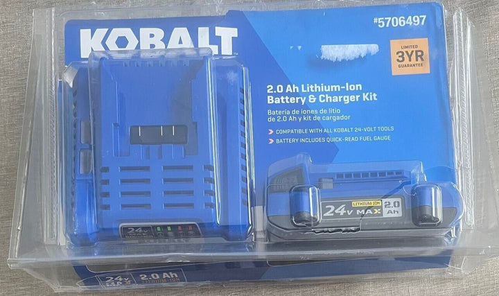 Genuine Kobalt 24V MAX 2.0Ah Lithium-Ion Battery & Charger Kit #KBC 1224-03 Retail $39.00