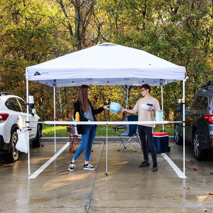 Ozark Trail 10x10 Instant Pop up Canopy Tent with Simple Push Setup – Straight Leg Pop-up Tent for Tailgating  Camping & Events  White Retail $95.97