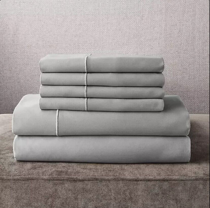 Members Mark Hotel Luxury Collection 1000 TC Cotton Sheet Set King Soft Silver Retail $99.19