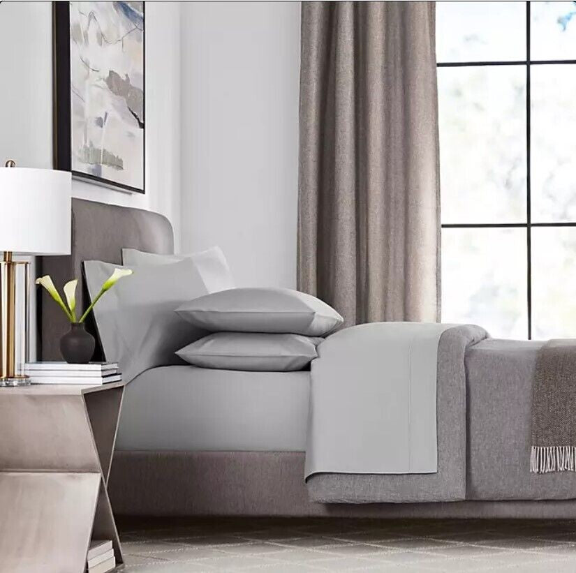 Members Mark Hotel Luxury Collection 1000 TC Cotton Sheet Set King Soft Silver Retail $99.19