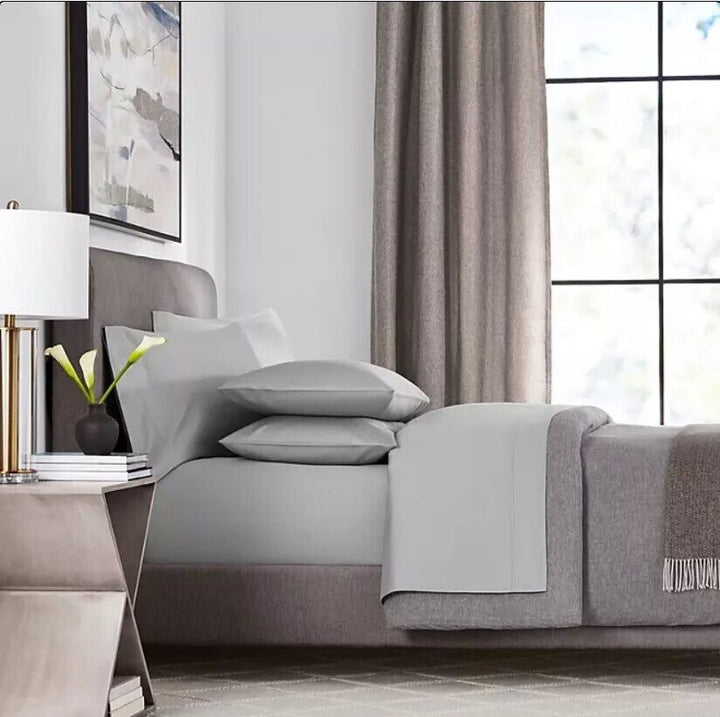 Members Mark Hotel Luxury Collection 1000 TC Cotton Sheet Set King Soft Silver Retail $99.19