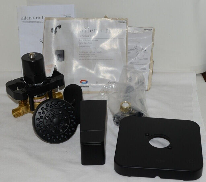 Allen + Roth Dunmore Matte Black 1-handle Multi-function 3.752-Inches Round Bathtub and Shower Faucet with Valve Retail $225.50