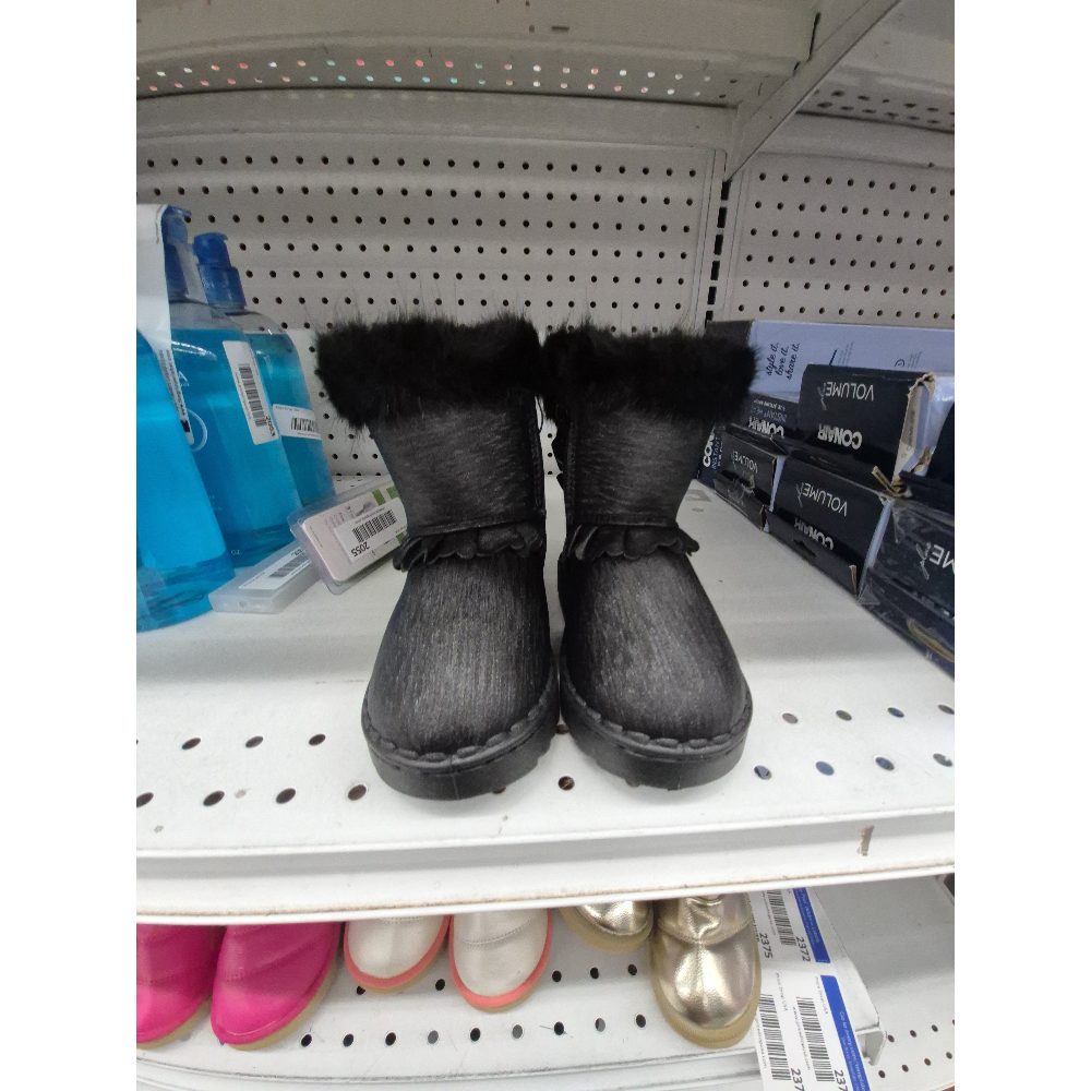 Kids Winter Boots - Fur Trim, Black