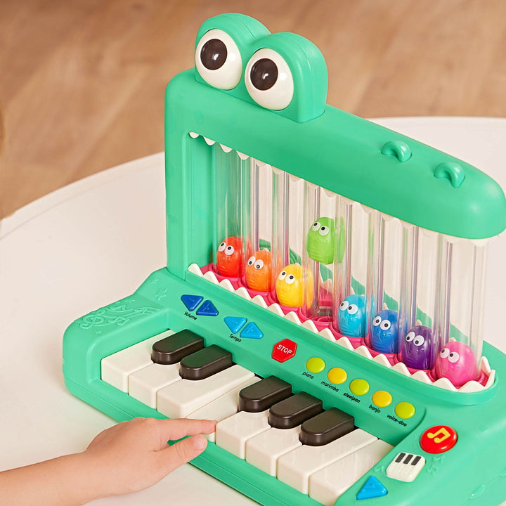 Battat Croco Pop Piano Toy Keyboard with Songs Sounds Lights  Baby and Toddler Toys