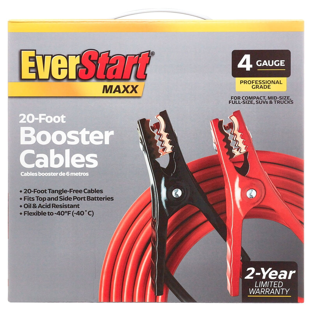 EverStart Maxx 20 Ft 4 Gauge Booster Cables – 250 Amps Retail $37.96