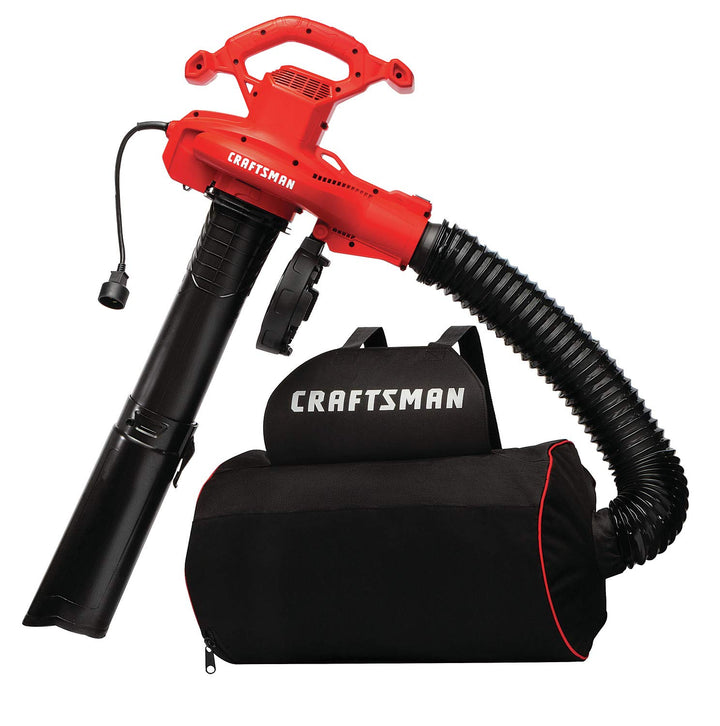 CRAFTSMAN 3-in-1 Leaf Blower, Vacuum and Mulcher, Backpack Blower Up to 260 MPH, 12 Amp, Corded Electric Leaf Collector (CMEBL7000)