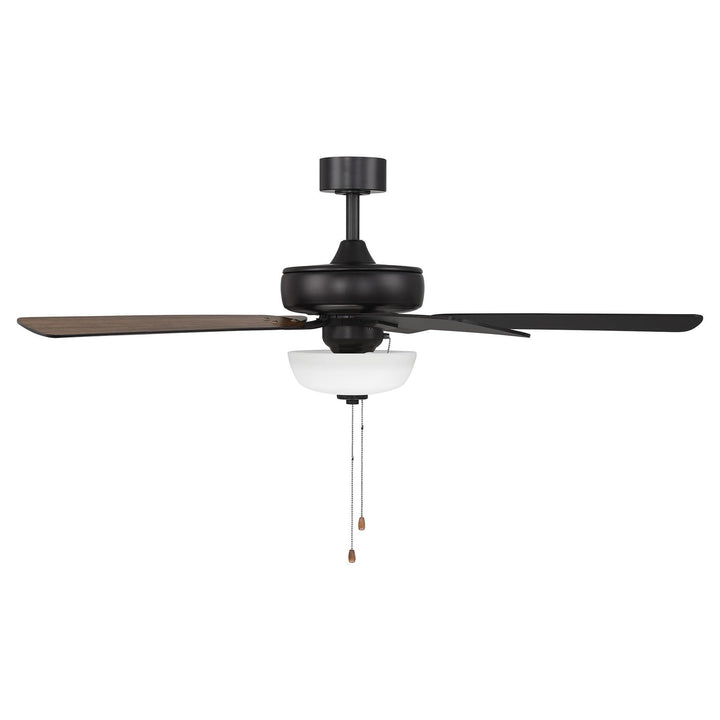 DESIGNERS FOUNTAIN Gallant Ceiling Fan with Lights, 52 Inch LED 3000K Indoor Outdoor 5-Blades Fan, Pull Chain, Matte Black, FP-GLT52B30-MB