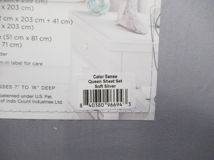 Color Sense 1200 Thread Count Cotton Blend 6 Piece Sheet Set Queen Soft Silver Retail $34.99