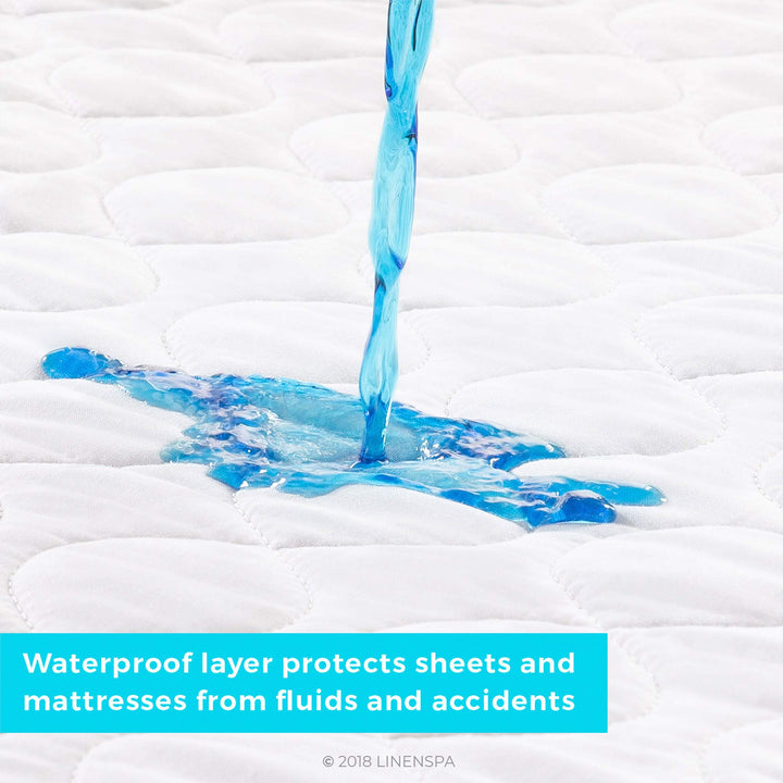 Linenspa Waterproof Mattress Pad â€“ 44" x 52" Non Slip Waterproof Sheet and Mattress Protector â€“ Highly Absorbent, Machine Washable, Quilted â€“ Fits Full & Queen, White