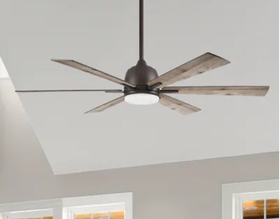New Harbor Breeze Bradbury 60" 6 Blade Bronze Ceiling Fan with Light and Remote Retail $219.98