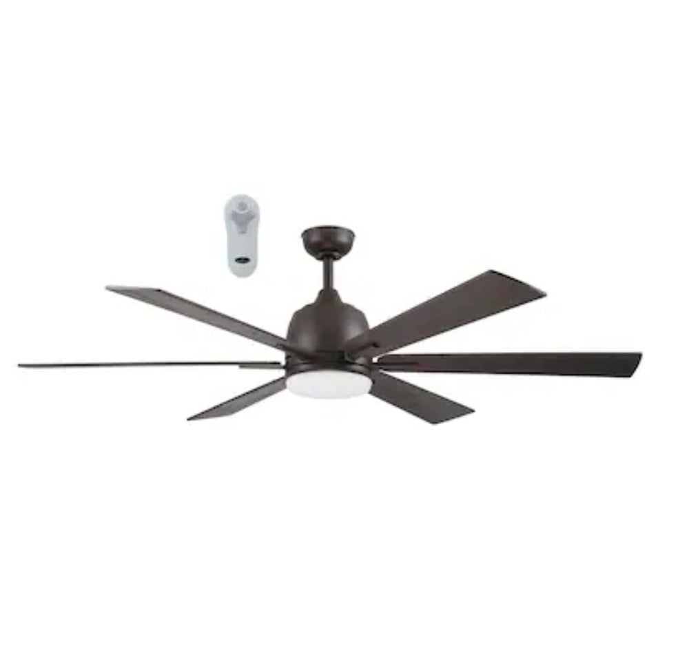 New Harbor Breeze Bradbury 60" 6 Blade Bronze Ceiling Fan with Light and Remote Retail $219.98