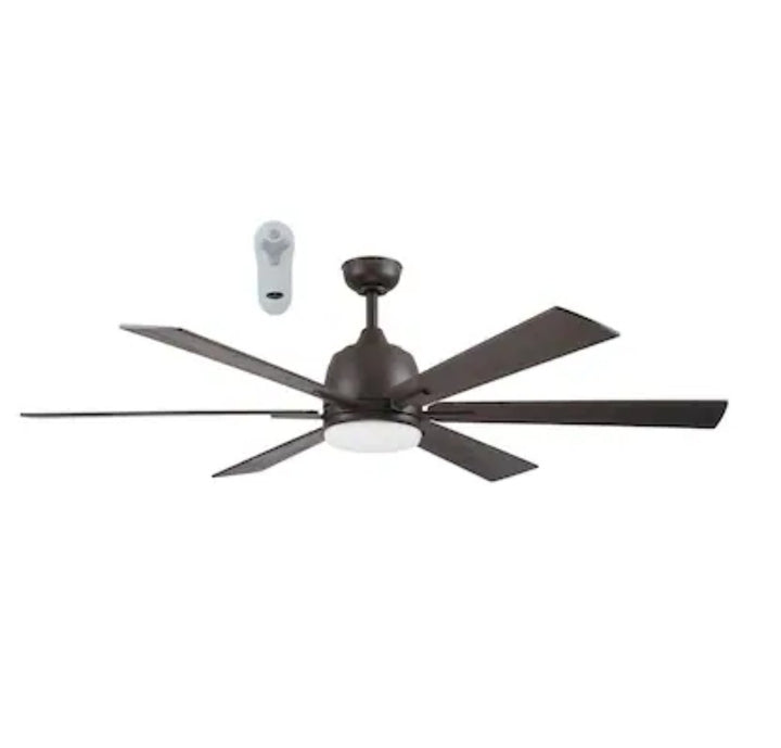 New Harbor Breeze Bradbury 60" 6 Blade Bronze Ceiling Fan with Light and Remote Retail $219.98