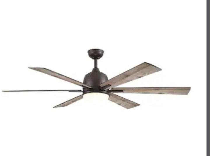 New Harbor Breeze Bradbury 60" 6 Blade Bronze Ceiling Fan with Light and Remote Retail $219.98
