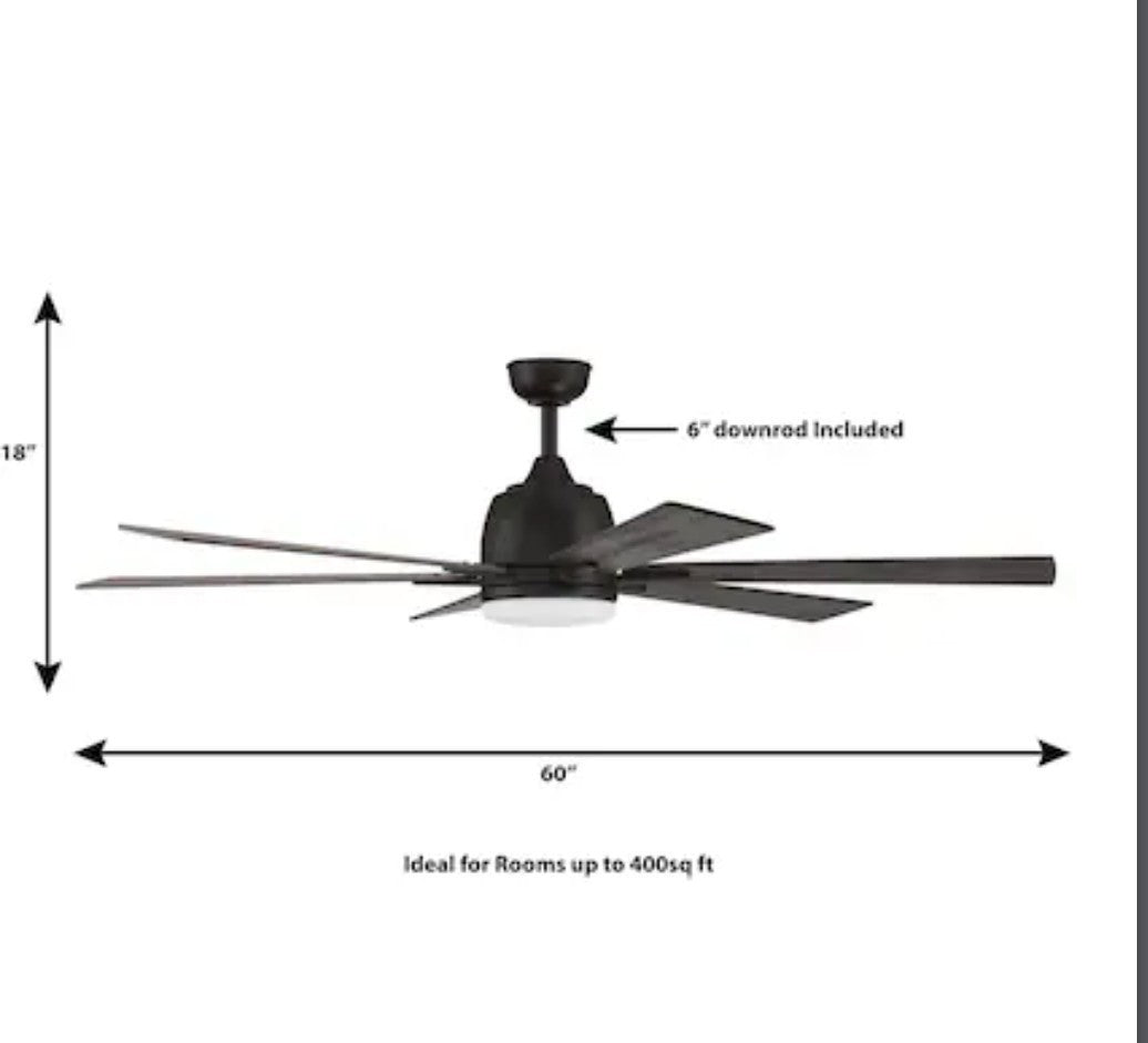 New Harbor Breeze Bradbury 60" 6 Blade Bronze Ceiling Fan with Light and Remote Retail $219.98