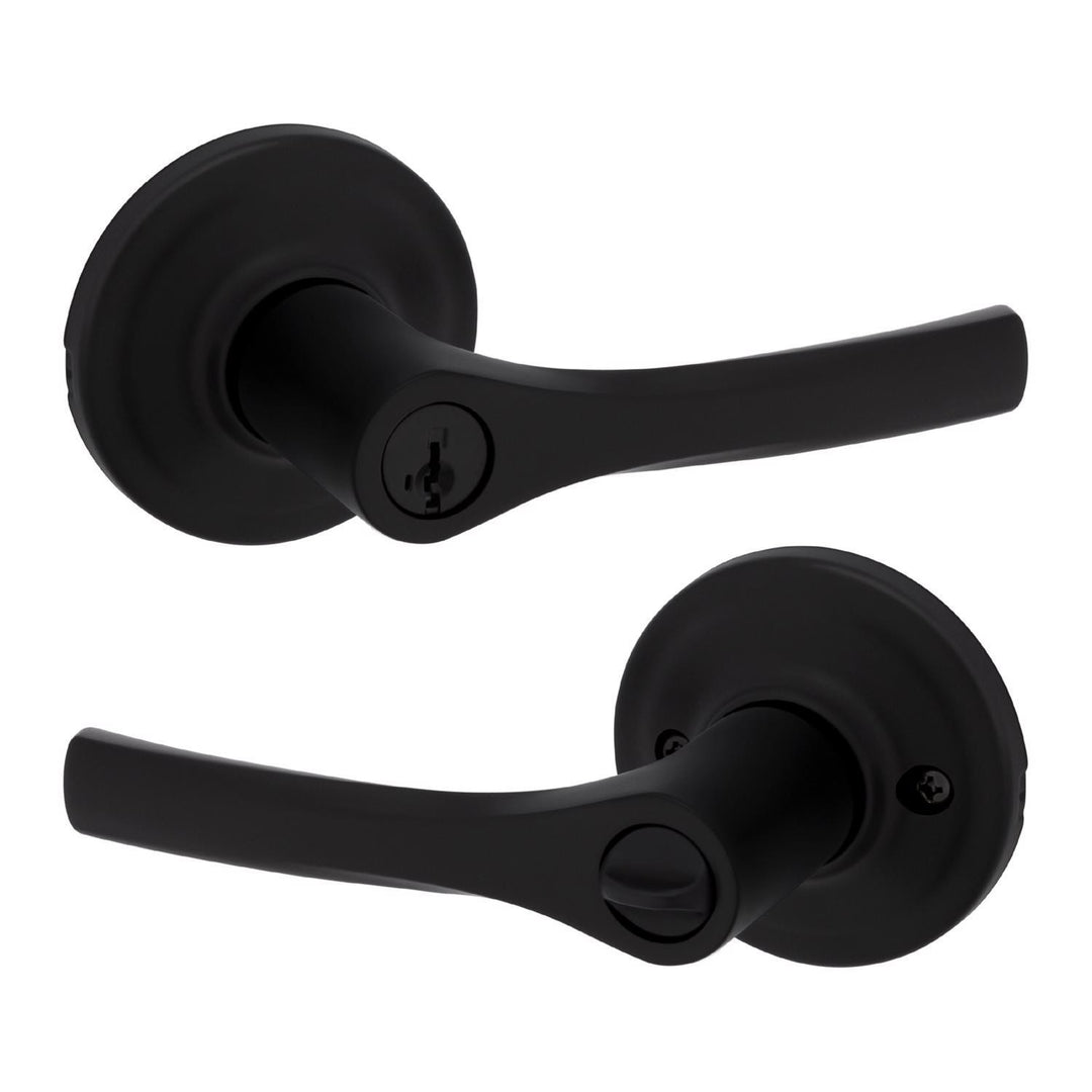 Kwikset Smartkey Security Matte Black Keyed Entry Lever KW1 1-3/4 in